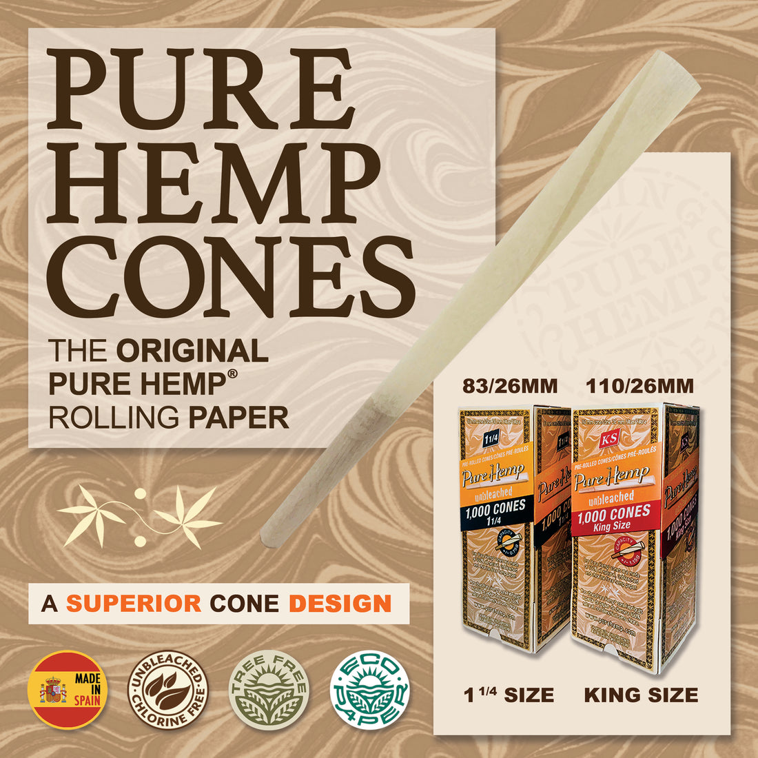 Pure Hemp Unbleached Bulk Cones Now Available!